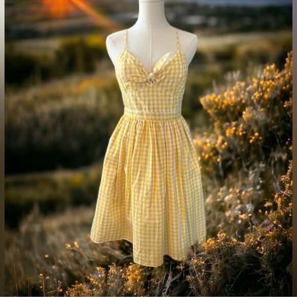 NEW English Factory Yellow Gingham Sun Dress - Picture 4 of 5